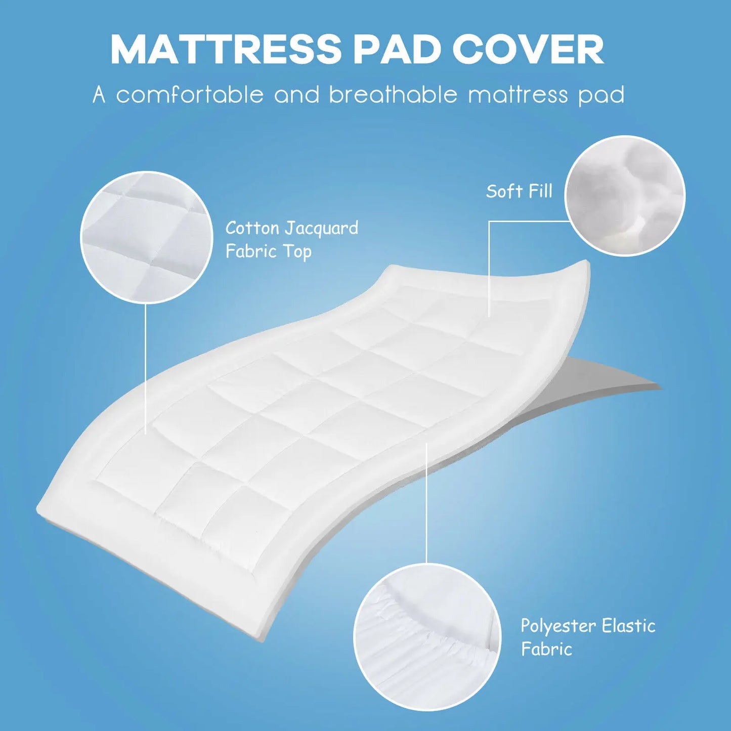 Giantex Twin Mattress Pad Cover Padded Topper Soft Quilted Fitted Deep Pocket  HT1142T