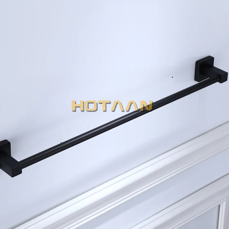 Bathroom Black Towel Rack Wall-mounted Black Toilet Space Aluminum Towel Bar Storage Rail Shelf Bathroom Accessories