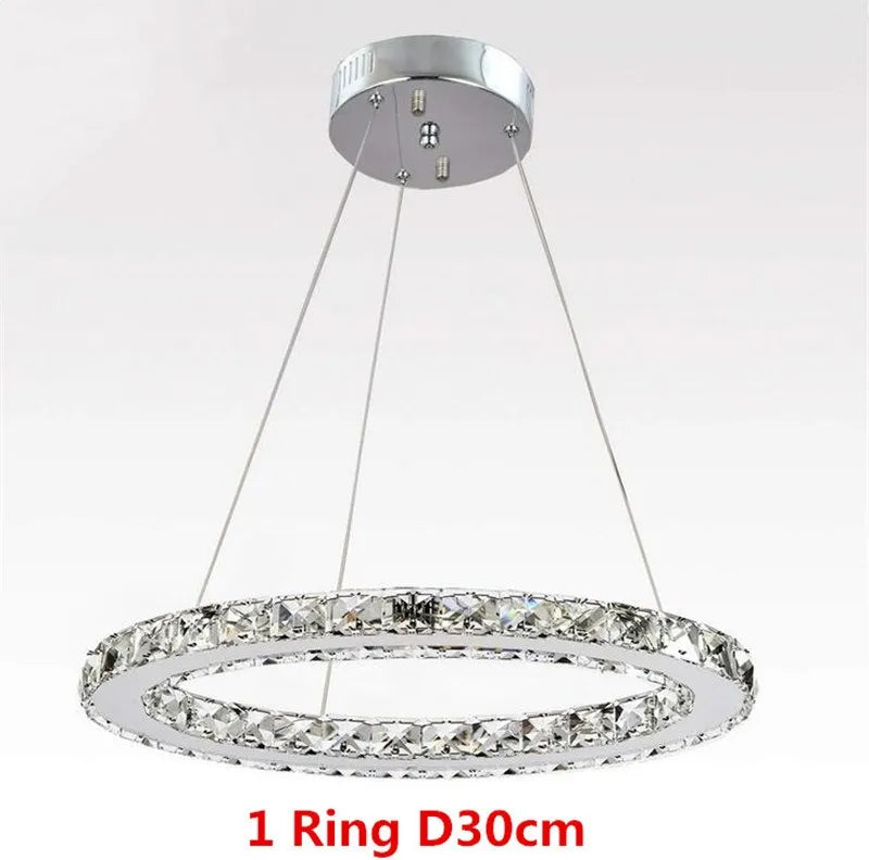 Nirontek Luxury Rings Chandeliers For Dining Room Stainless Steel Modern Home Decor Hanging Lighting K9 Crystal Light Ceiling Chandeliers