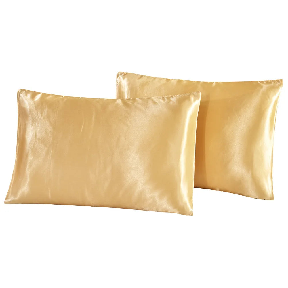 1Pc Queen Satin Silk Pillowcase Pillow Case Cover Home Bedding Smoothy Pillow Rectangle Bedding Pillow