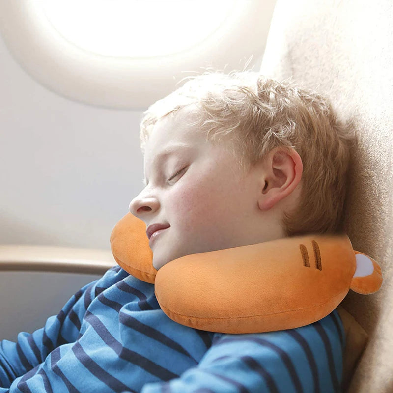 Cartoon Kids U-shaped Pillow Plush Neck Pillow Car Nap Pillow Lunch Break Pillow Cervical Pillow Travel Pillows for Children