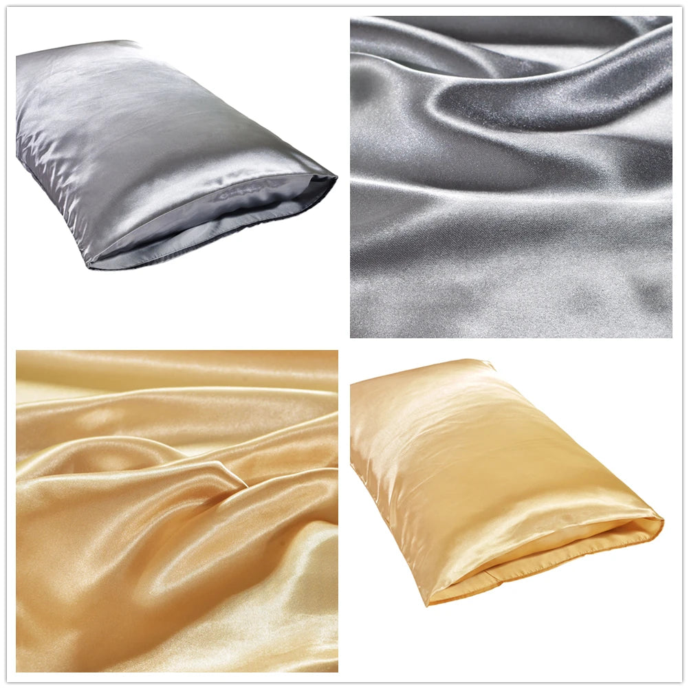 1Pc Queen Satin Silk Pillowcase Pillow Case Cover Home Bedding Smoothy Pillow Rectangle Bedding Pillow