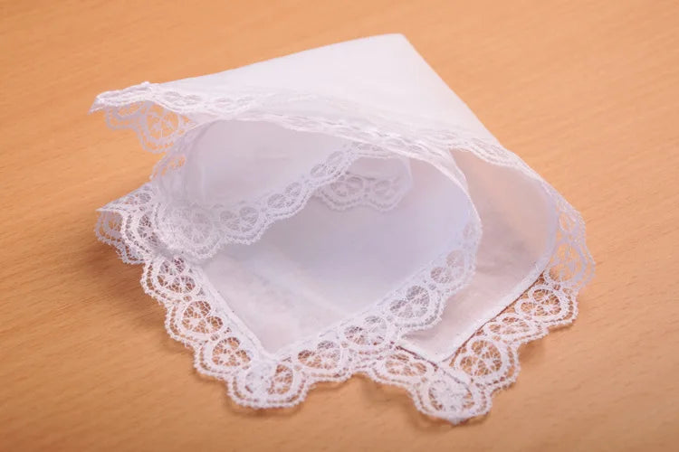 Personalized White Lace Handkerchief for Women, Wedding Gifts, Wedding Decoration, Napkins, 25x25cm, 1Pc