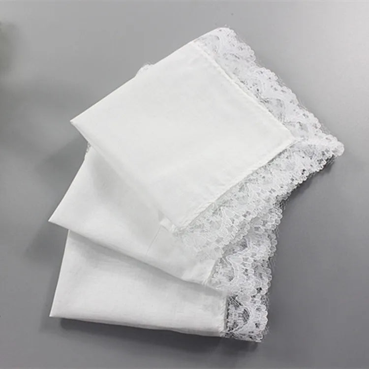 Personalized White Lace Handkerchief for Women, Wedding Gifts, Wedding Decoration, Napkins, 25x25cm, 1Pc