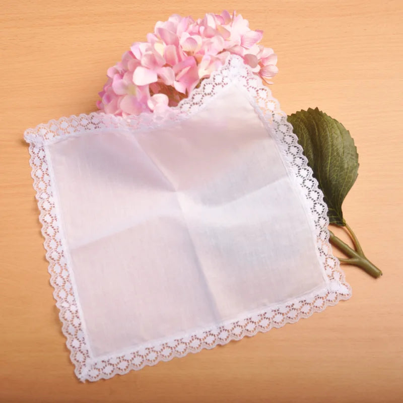 Personalized White Lace Handkerchief for Women, Wedding Gifts, Wedding Decoration, Napkins, 25x25cm, 1Pc