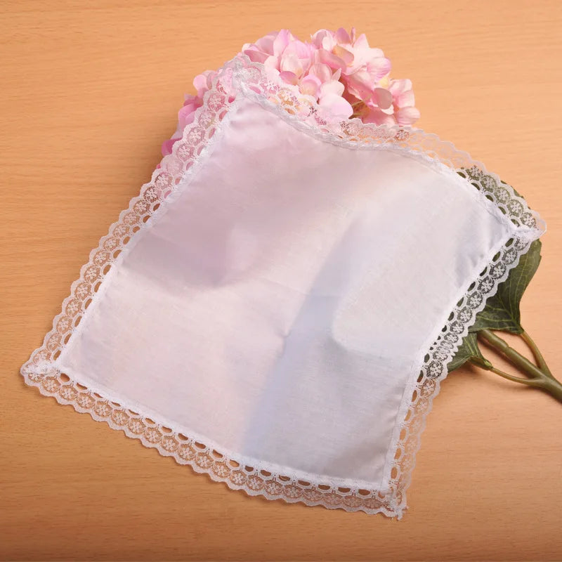 Personalized White Lace Handkerchief for Women, Wedding Gifts, Wedding Decoration, Napkins, 25x25cm, 1Pc