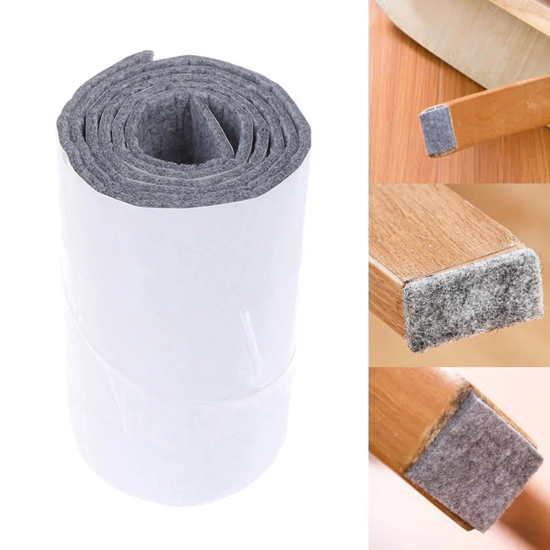 100cm/Roll Self-Adhesive Felt Furniture Leg Pad Anti-slip Mat Floor Protector Wear-resisting Table Chair Leg Sticky Back Bumper