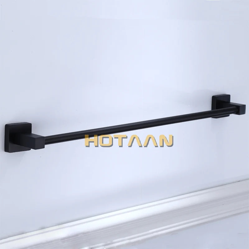 Bathroom Black Towel Rack Wall-mounted Black Toilet Space Aluminum Towel Bar Storage Rail Shelf Bathroom Accessories