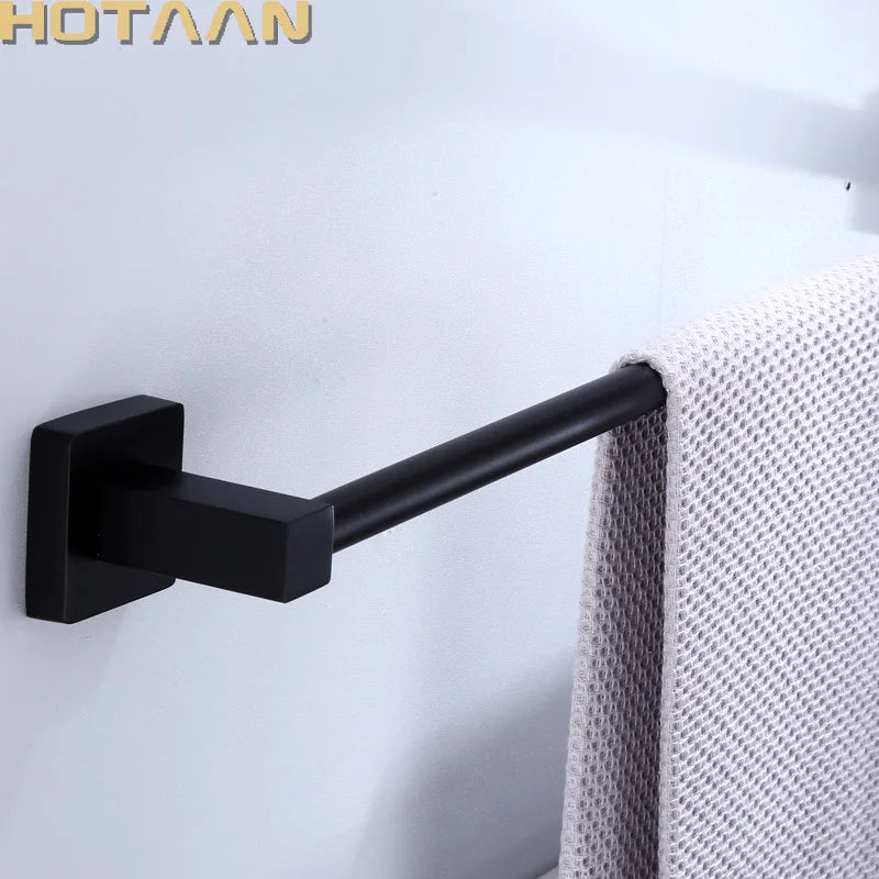 Bathroom Black Towel Rack Wall-mounted Black Toilet Space Aluminum Towel Bar Storage Rail Shelf Bathroom Accessories