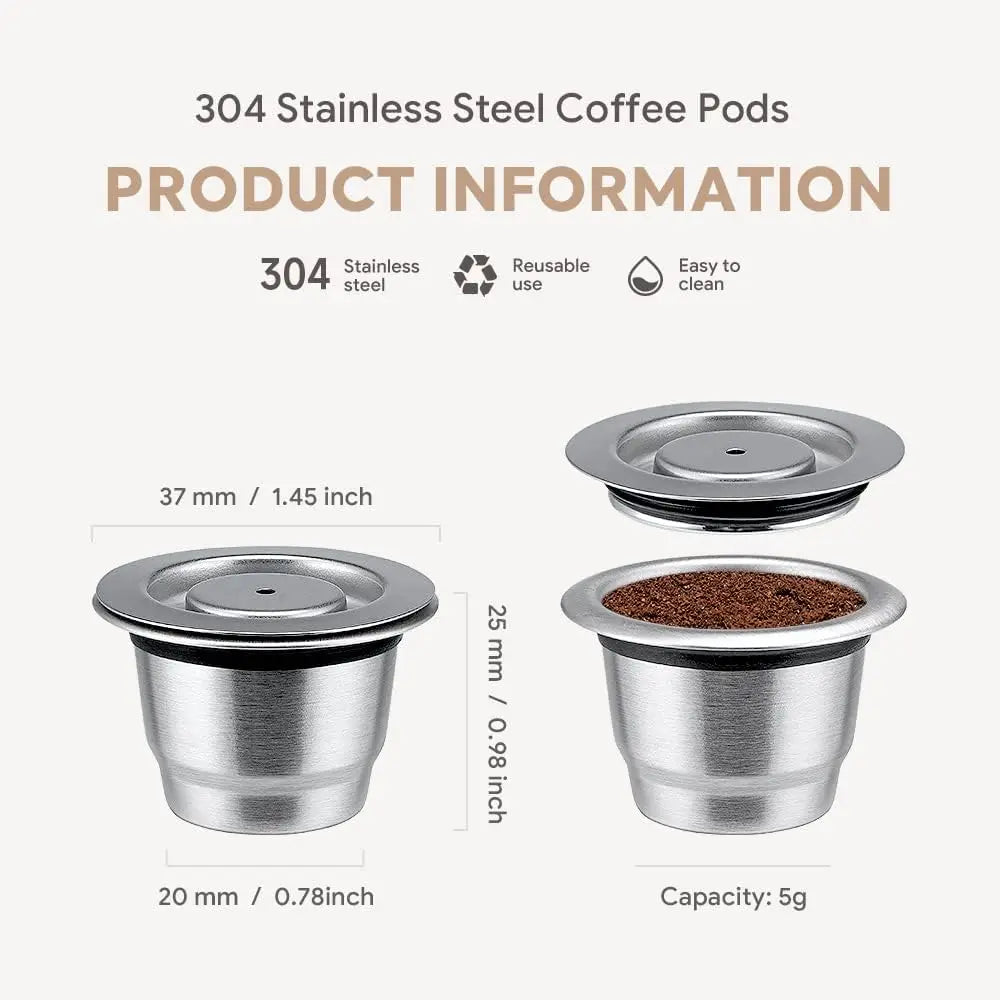 Reusable Nespresso Coffee Capsules Cup Stainless steel Refillable Coffee Capsule Refilling Filter Coffeeware