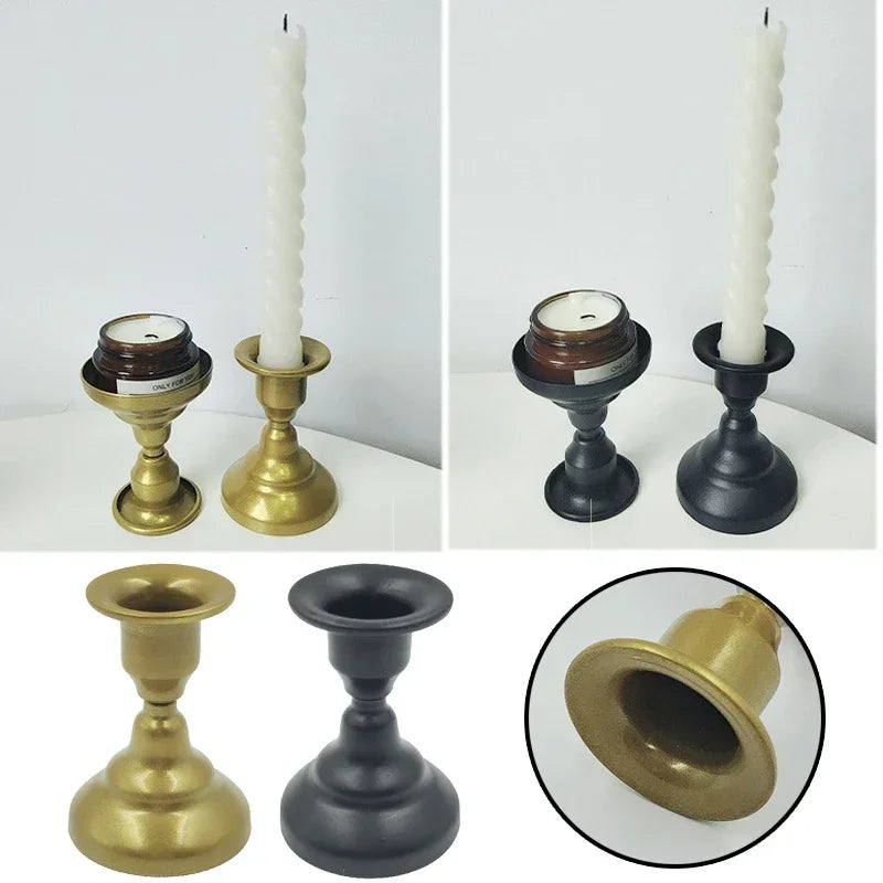 Nordic Retro Candlestick Creative Mini Golden Wrought Iron Geometric Candle Holders Decoration Dual-use Candlestick HomeDecor