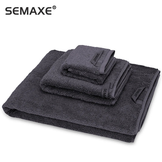 SEMAXE 100% Cotton Towel Set High-grade Bathtowel Facetowel Handtowel Soft Bath Face Towel Bathroom Towel Sets  Grey 3 Pieces