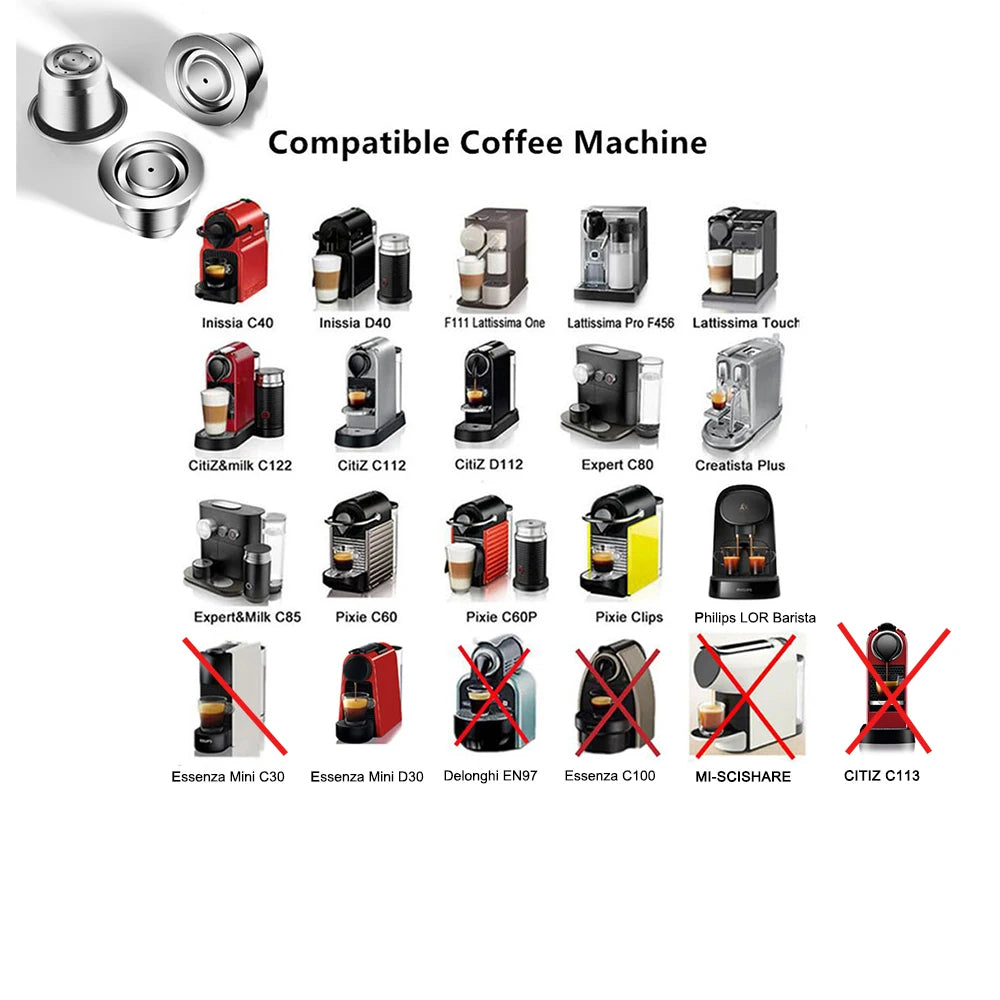 Reusable Nespresso Coffee Capsules Cup Stainless steel Refillable Coffee Capsule Refilling Filter Coffeeware