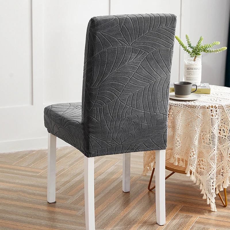 Jacquard Chair Cover for Dining Room Stretch Jacquard Dining Chair Cover Slipcover Elastic Spandex Kitchen Chair Cover