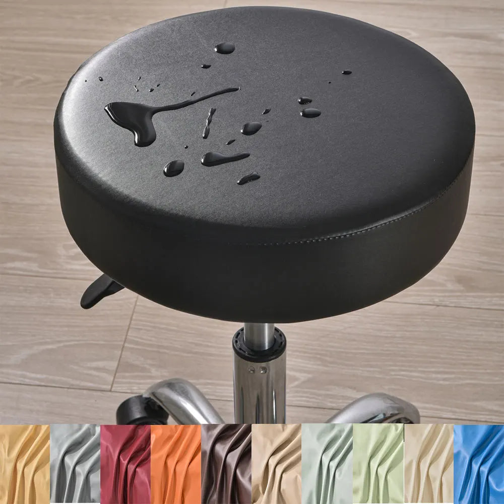 Round Tool Cover Waterproof PU Leather Dustproof Seat Cover Bar Stool Chair Cover Home Restaurant Chair Furniture Protector