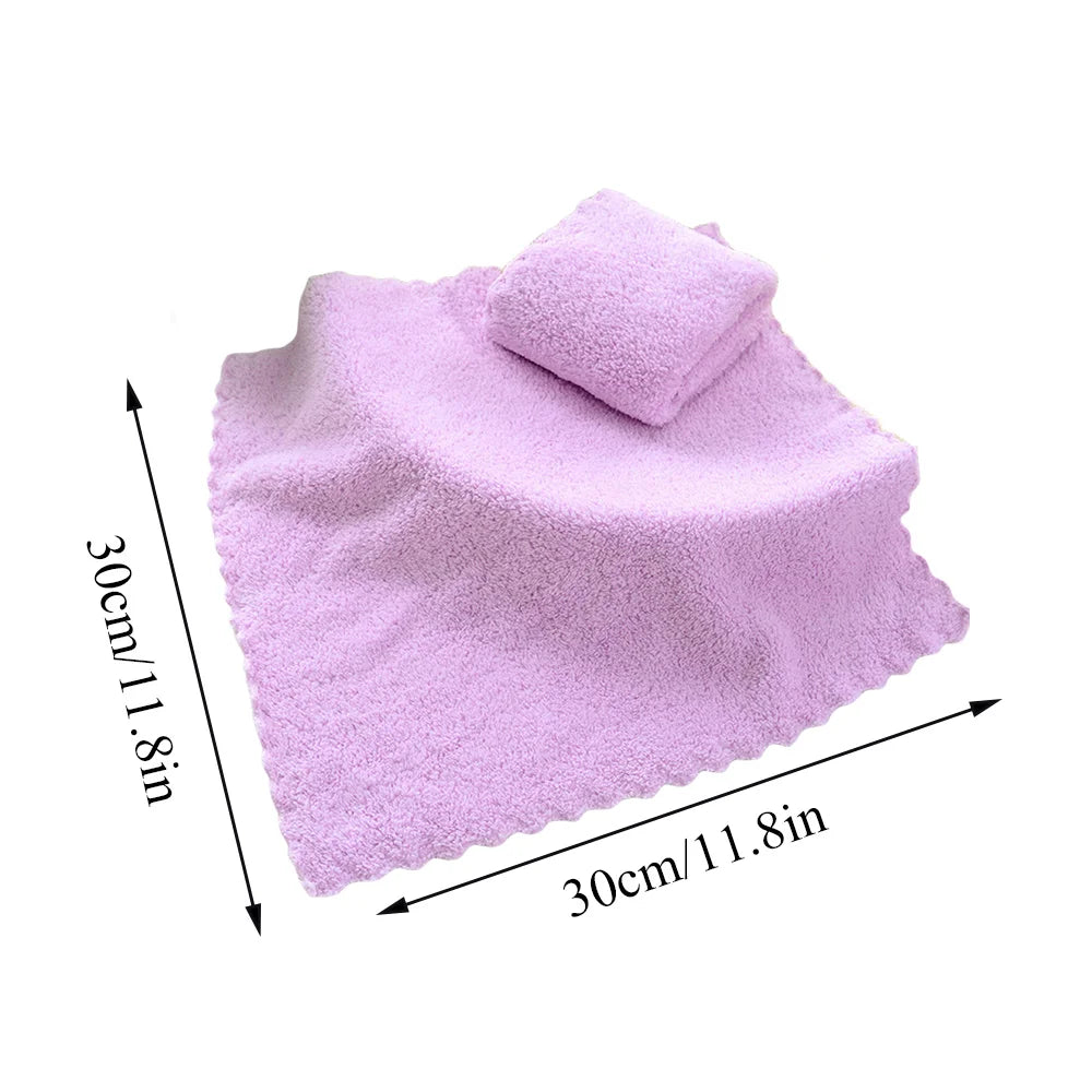 Coral Velvet Square Towel Washcloth Face Towels Hand Towel Cleaning Wipes Handkerchief 30*30cm Soft Water Absorption Home Supply