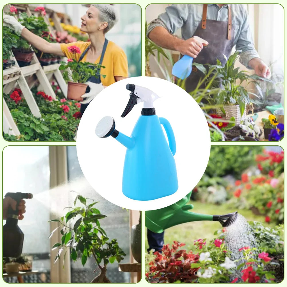 1L Plastic Watering Can 2 Working Modes 2 in 1 Pressure Spray Bottle Thickened Handle Household Watering Bottle for Garden Park