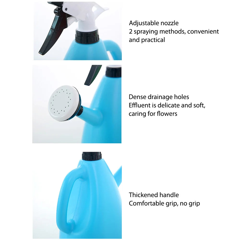 1L Plastic Watering Can 2 Working Modes 2 in 1 Pressure Spray Bottle Thickened Handle Household Watering Bottle for Garden Park