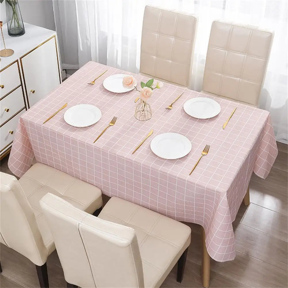 Nordic Style Grid Printed Household Waterproof Oil-proof TableCloth Table Rectangle Table Cover Decoration Dining Cloth Par I2M4