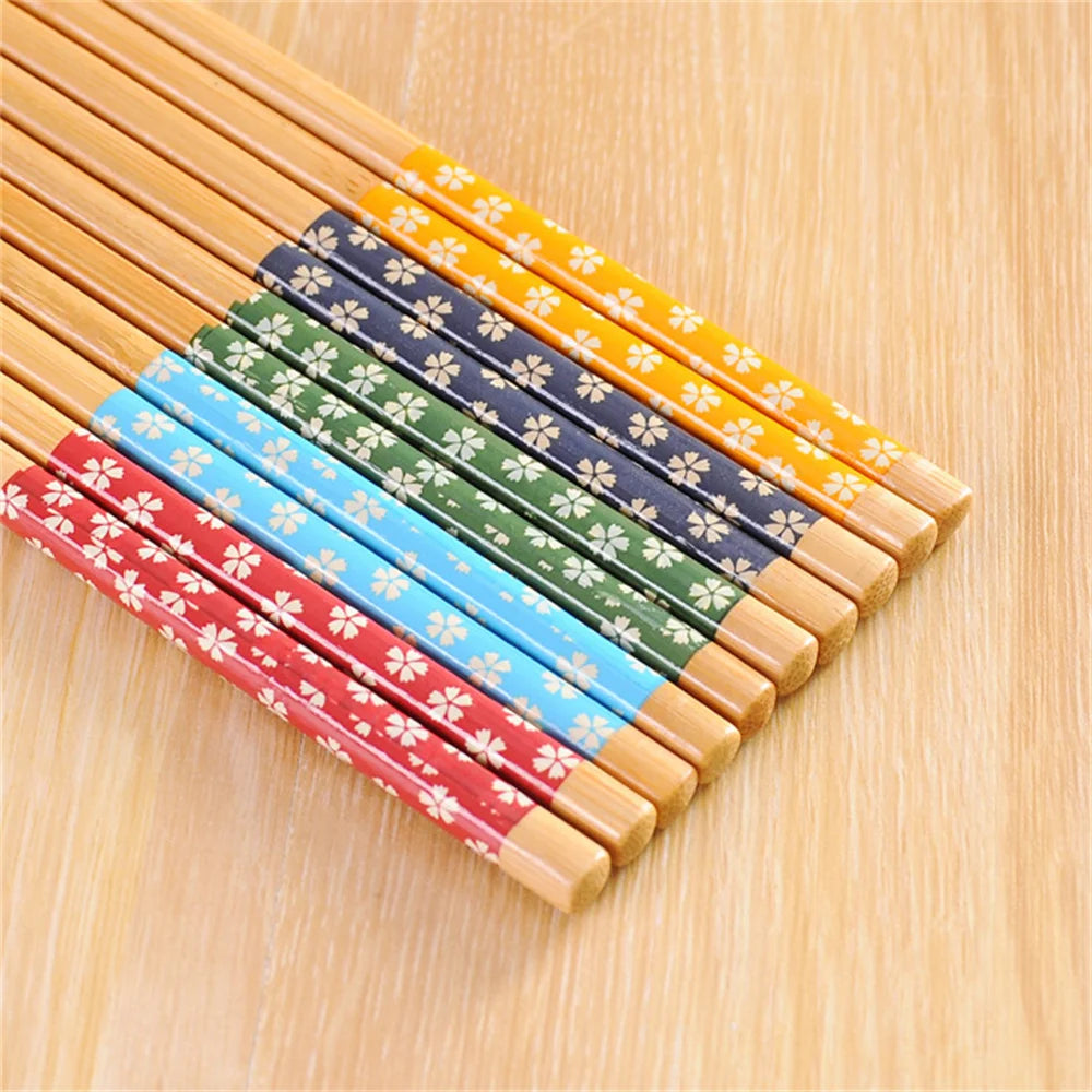 Kitchen Tools Anti Slip Design Printed Chopsticks Serving Chopsticks Without Fuel Bamboo Tableware Classic Wooden Chopsticks