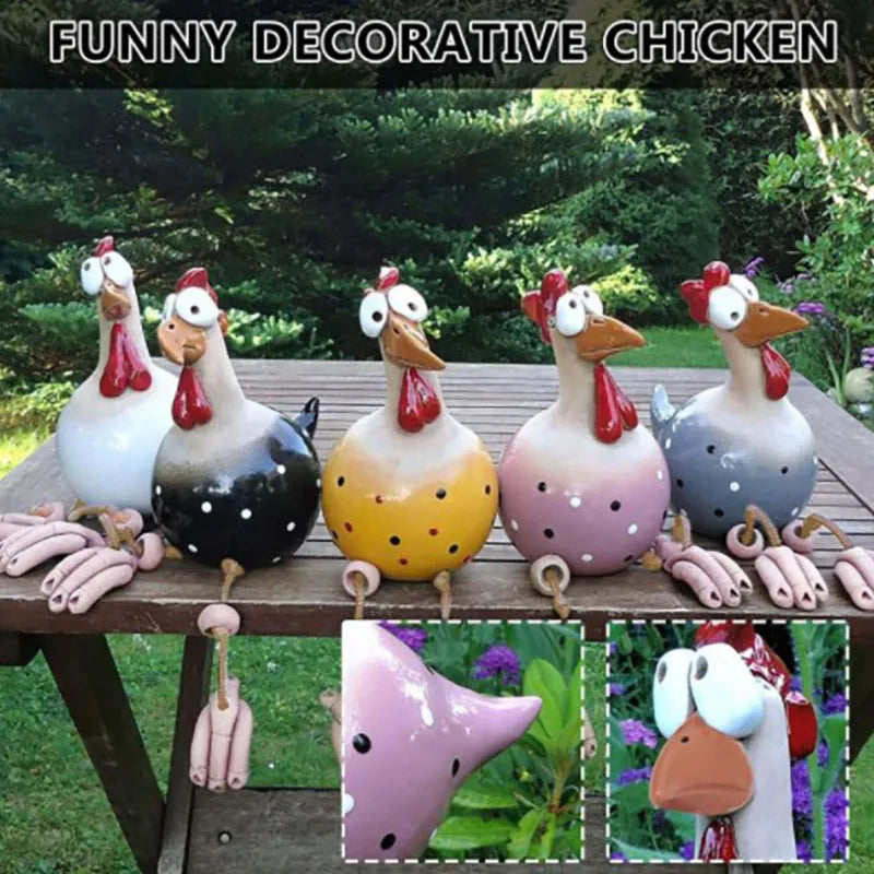 Funny Chicken Fence Decor Resin Statues Home Garden Farm Yard Decorations Chicken Hen Sculpture Art Craft Courtyard