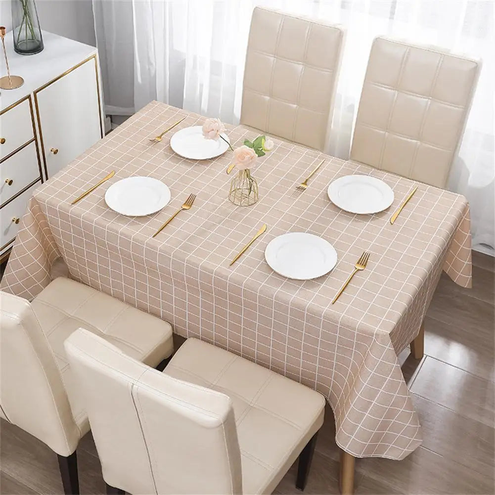 Nordic Style Grid Printed Household Waterproof Oil-proof TableCloth Table Rectangle Table Cover Decoration Dining Cloth Par I2M4