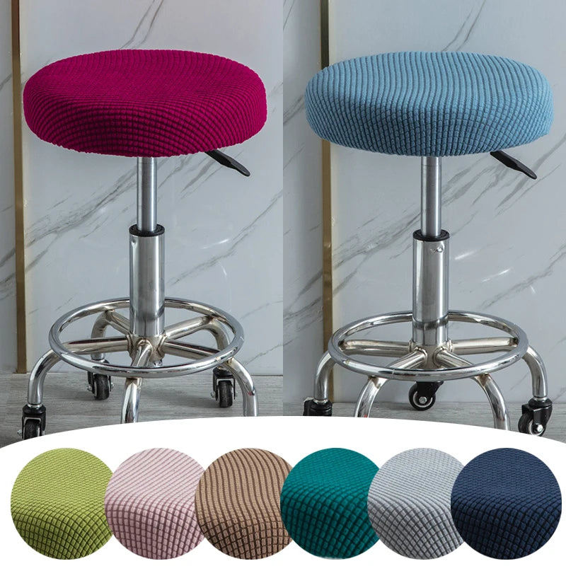 Round Chair Cover Polar Fleece Seat Cover Stretch Bar Stool Cover For Bar Banquet Hotel Dining Home Decor Washable Removable