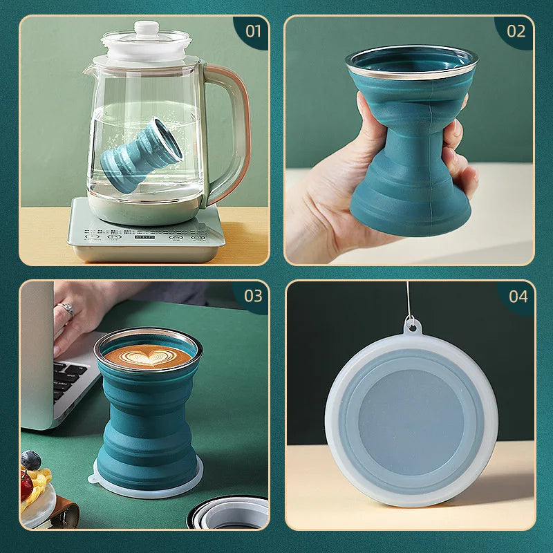 Creative ORIGIN CUP Portable Silicone Folding Cup with Lid Travel Wash Mouth Cup Heat Resistant Water Coffe Cup for Outdoor Camp