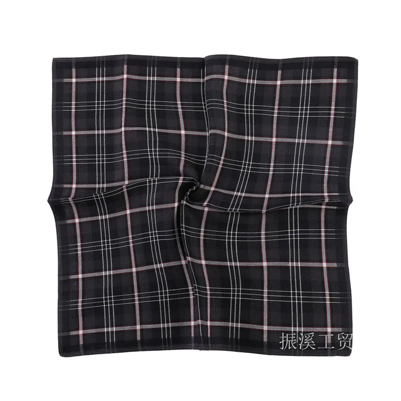 3Pcs 43x43cm 100% Cotton Black Gray British Style Striped Checkered Men Pocket Wedding Party Business Handkerchiefs