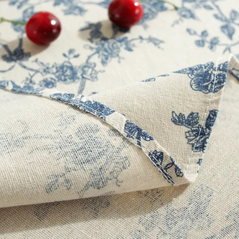 Floral Linen Cotton Tablecloth With Tassel retro nappe de table Table Cover round Dining Table Cover Tea Table Cloth Tafelkleed