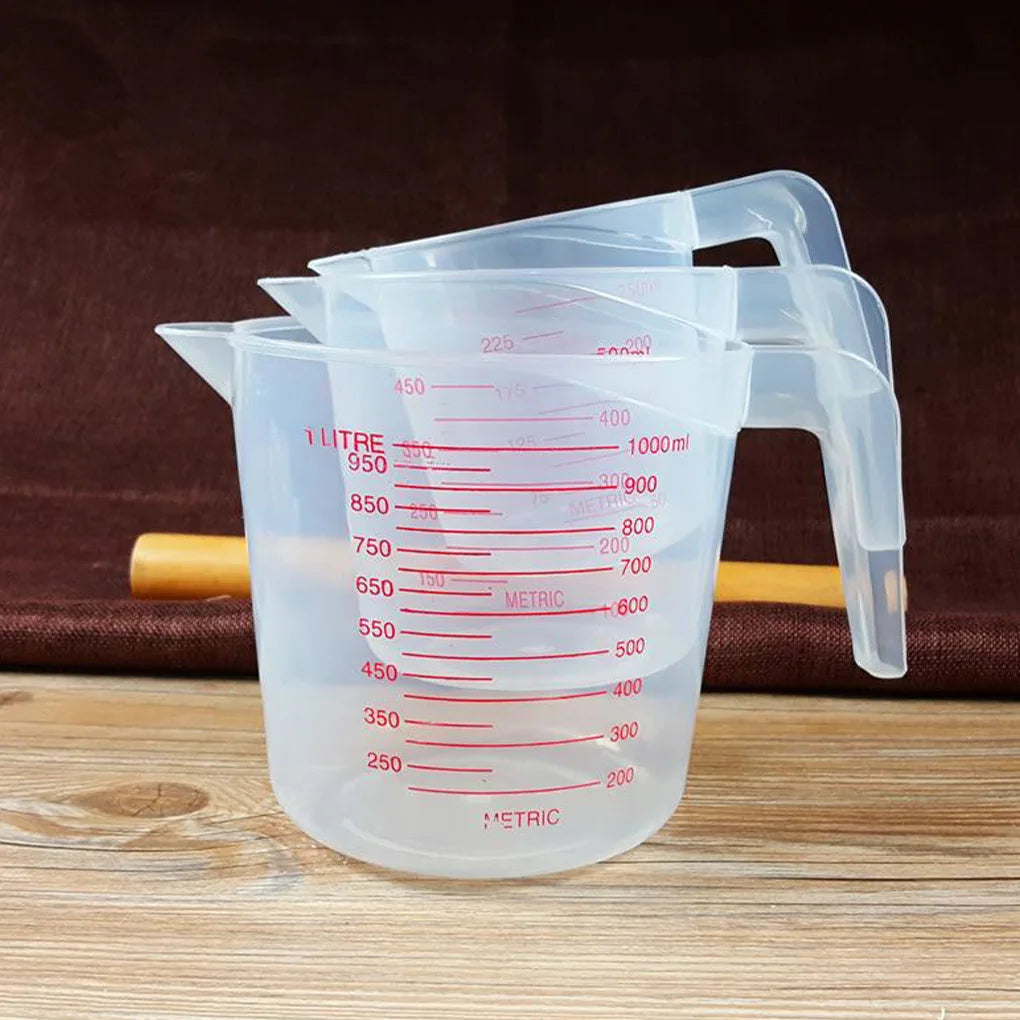 3pcs 250/500/1000ml Baking Liquid Measuring Cups PVC Scale Cup Plastic Measuring Volume Beaker Kitchen Baking Tools