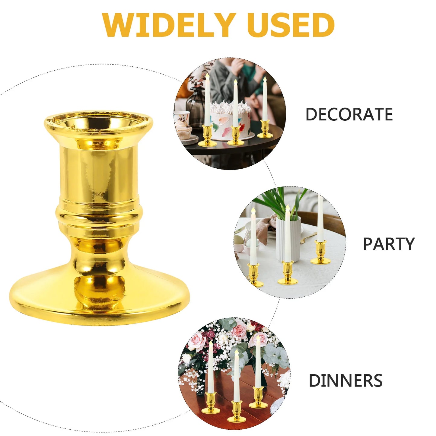 20/10PCS Electronic Base Gold Table Decorations Holder Pretty Indoor Plastic Nice Stick Desktop Candlestick Candleholders Xmas