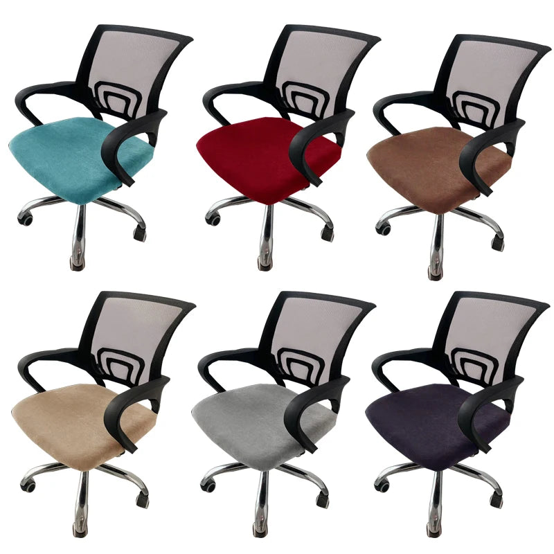 1pc Velvet Office Chair Cover Computer Swivel Seat Cover Modern Elastic Chair Slip Washable Slipcovers Removable Dust Cover