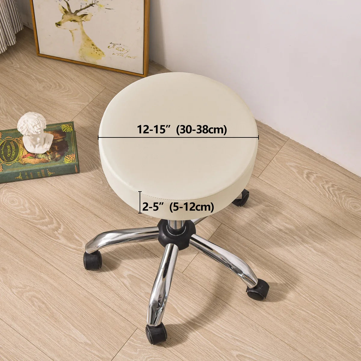 Round Tool Cover Waterproof PU Leather Dustproof Seat Cover Bar Stool Chair Cover Home Restaurant Chair Furniture Protector