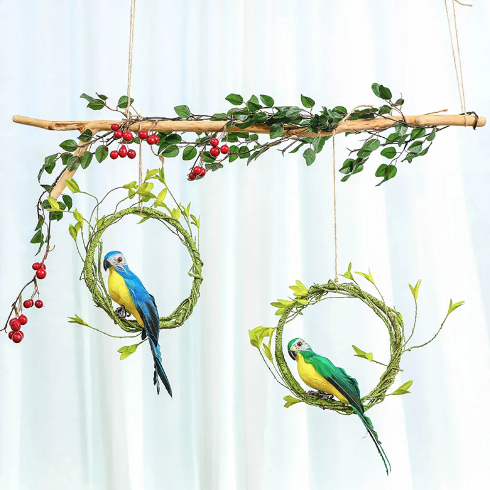 Simulation Bird Parrot Ornaments Artificial Handmade Fake Parrot Balcony Outdoor Courtyard Decorations Garden Landscape Decor