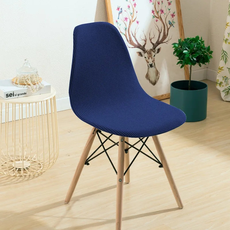 Jacquard Waterproof Shell Chair Cover Short Back Scandinavian Chair Covers Adjustable Dining Room Seat Covers for Bar Party