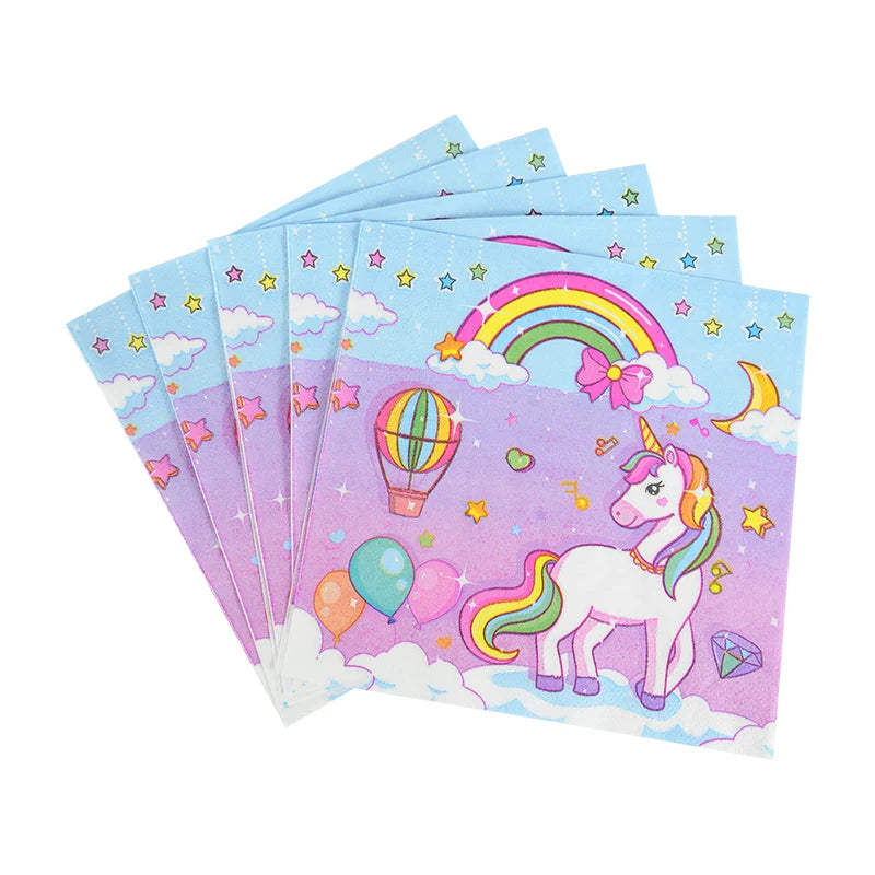 61Pcs/set Rainbow Unicorn Disposable Tableware Paper Plate Cup Tablecloth Girls Unicorn Theme Birthday Party Decoration Supplies