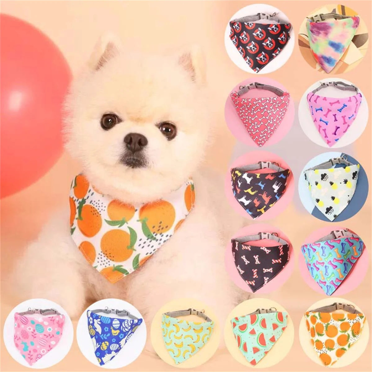 Pet Saliva Towel Adjustment Cute Cartoon Bear Weaved Dog Cat Collar Bib Grooming Arc Design Dog Scarf for Girl Small Dogs Cats