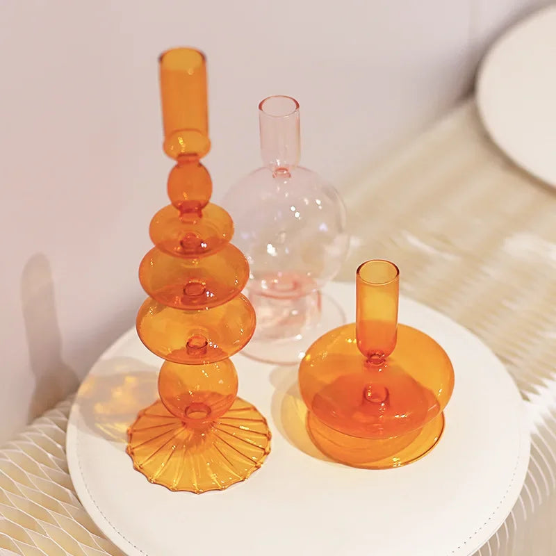 Glass Candle Holders with Hand Blown, Elevate Your Decor, Create a Warm Ambience with Our Hand, Order Now for Free Shipping!