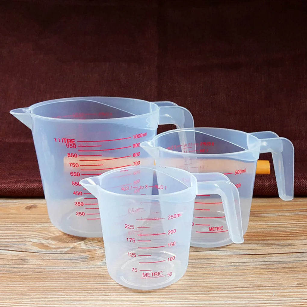 3pcs 250/500/1000ml Baking Liquid Measuring Cups PVC Scale Cup Plastic Measuring Volume Beaker Kitchen Baking Tools