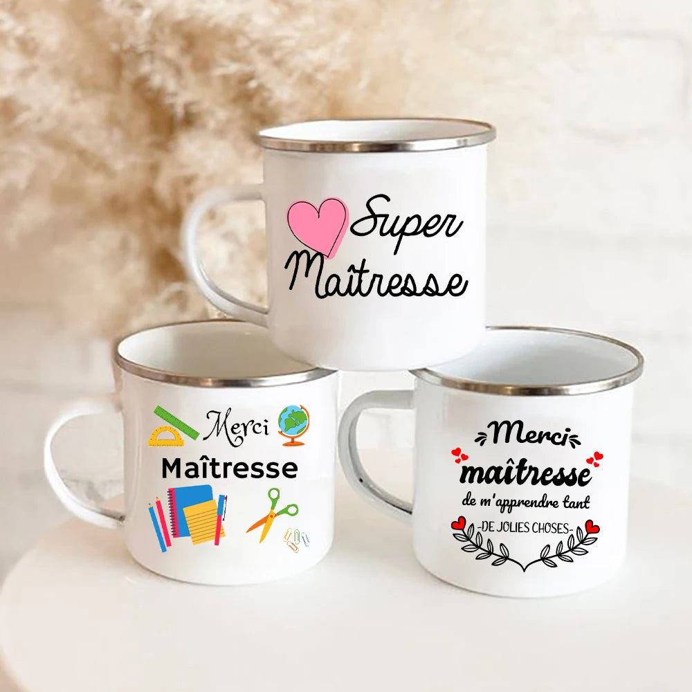 Thank You Mistress Print Coffee Cups Drinks Dessert Milk Mug Thanks Teacher Enamel Mugs Juice Tea Coffee Cup Gifts for Teacher