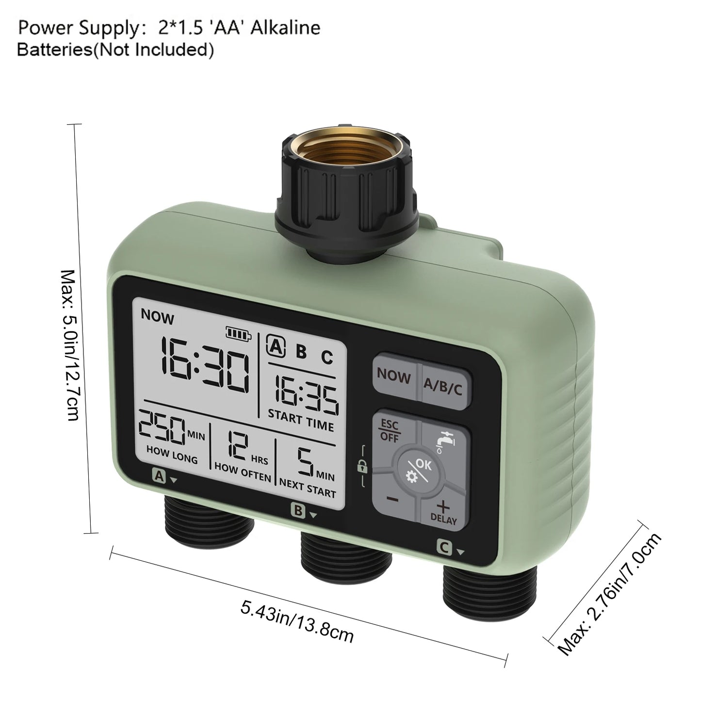 Reswat HCT-378 Newest 2024 3-Outlet Water Timer Independent Control Program Digital Garden Sprinkler