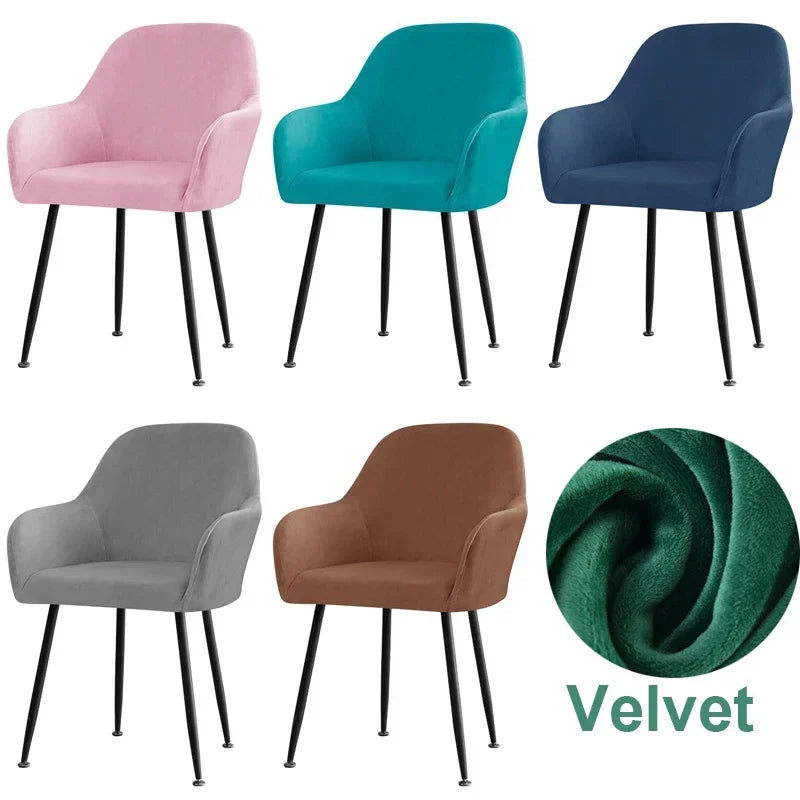 Velvet High Arm Chair Cover Elastic Dining Chair Slipcovers Fabric Washable Office Rocker Chairs Covers Home Decor Seat Cover