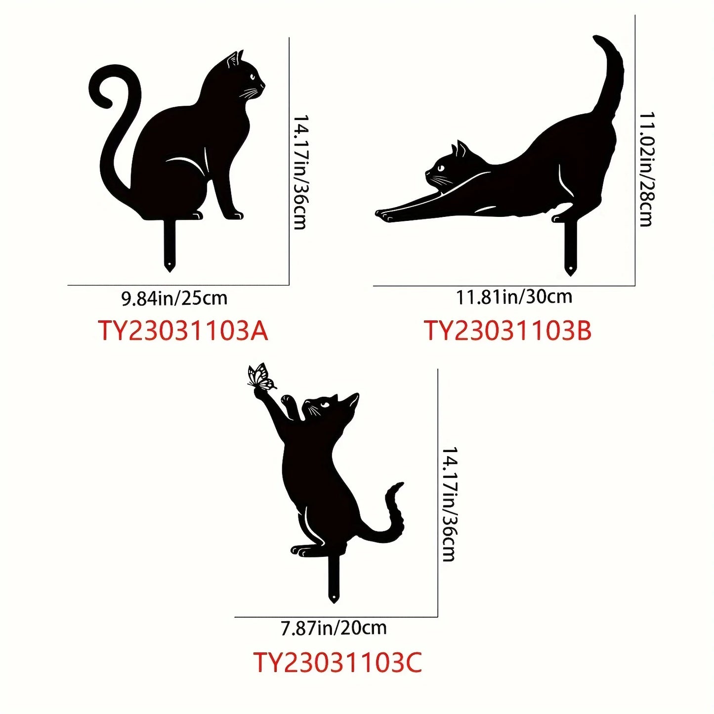 1pc Metal Black Cat Garden Stakes Decoration Cute Cat Garden Decorative Outdoor Statues For Cat Lovers Yard Garden