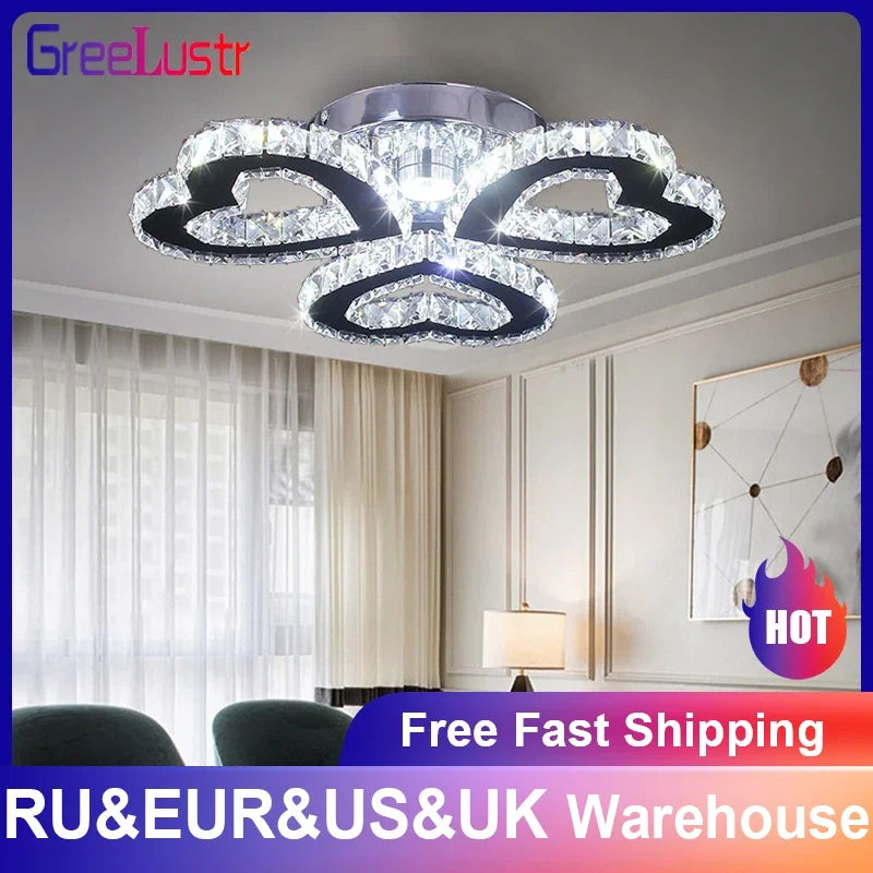 Nirontek Modern Lustres K9 Crystal Chandelier Ceiling Lamps 3 Rings Stainless Steel Hanging Light Fixture Led Pendant Lamp Home Appliance