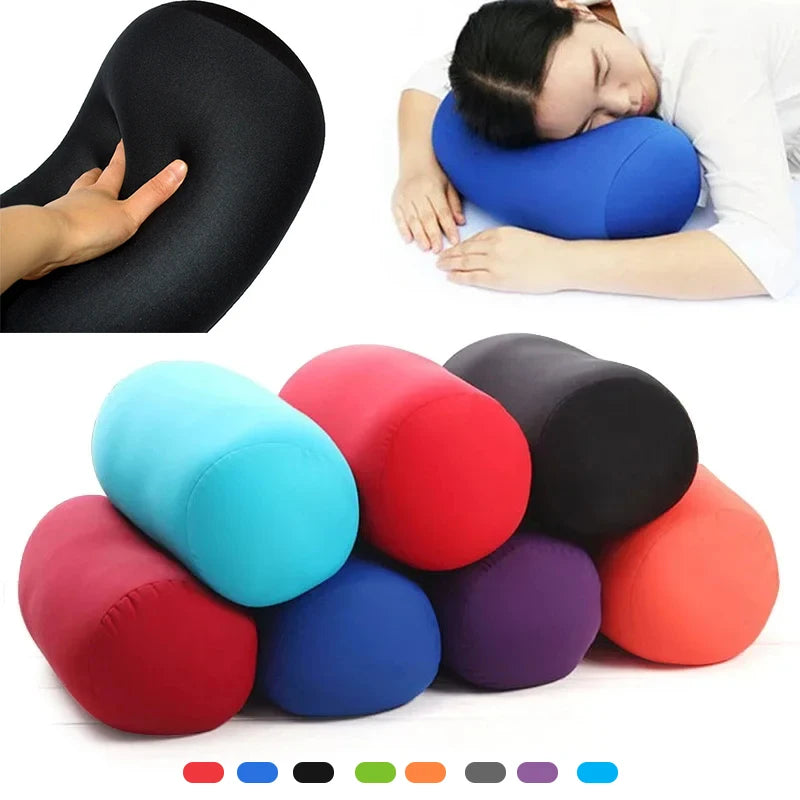 Super Soft Head Pillow Pure Color Cylindrical Pillow Bed Decoration  Convenient Travel Office Nap Pillow