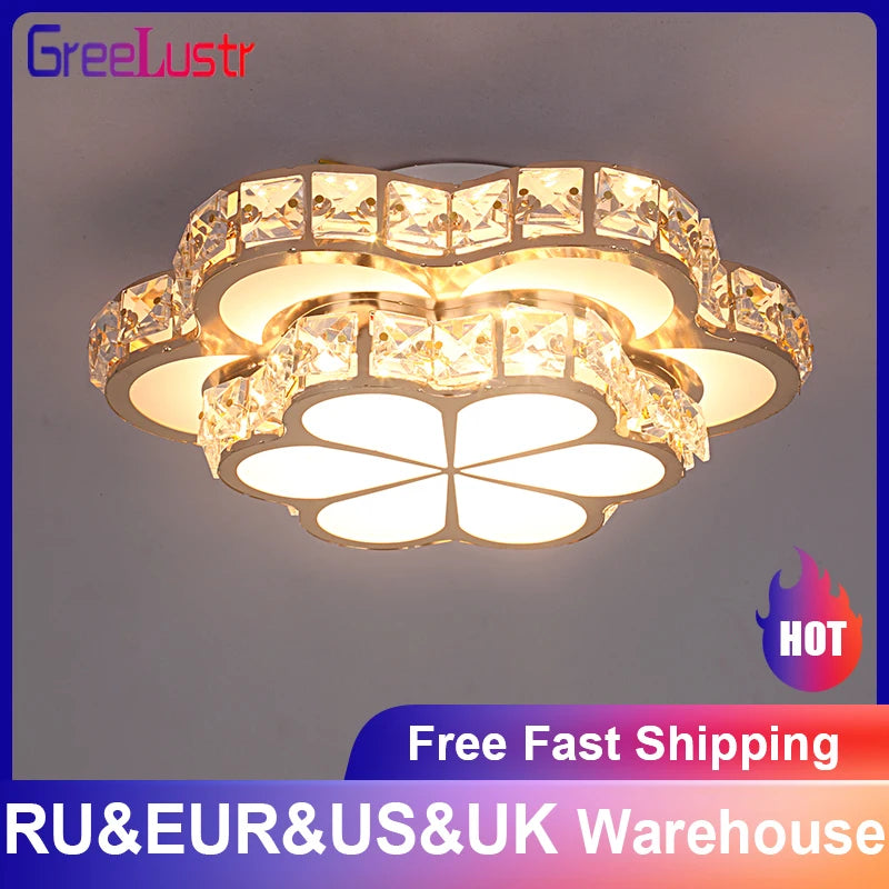 Nirontek Modern Led Crystal Ceiling Chandelier Lights Gold Lamp For Kitchen Lustre Decorative Lighting Hanging Ceiling Fixture Luminaires