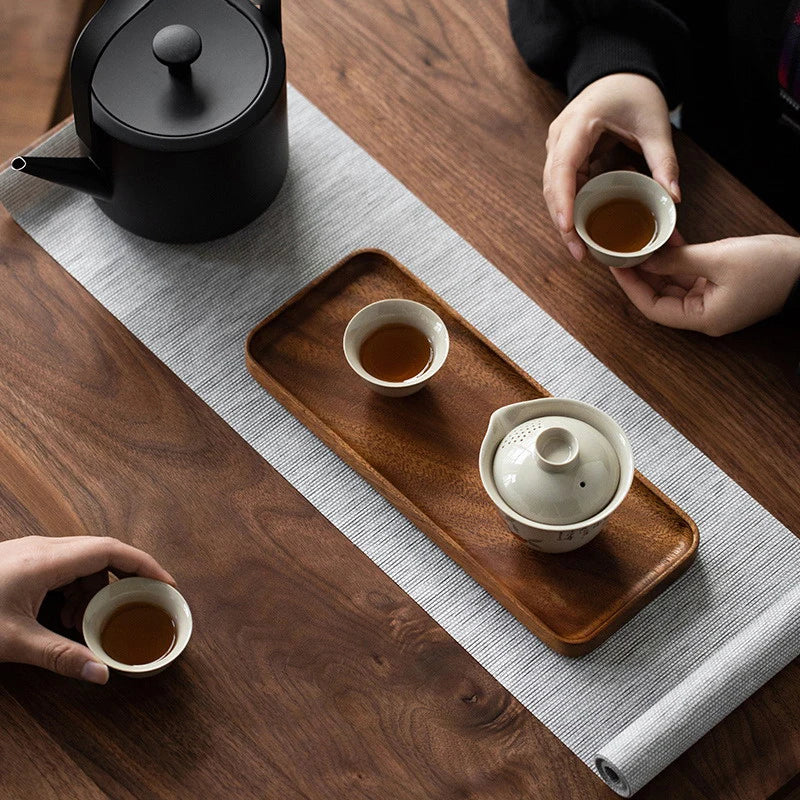 Japanese Wood Coffee Tray Oval Food Cup Trays Dessert Candy Wooden Plate Gongfu Tea Tray Kitchen Supplies