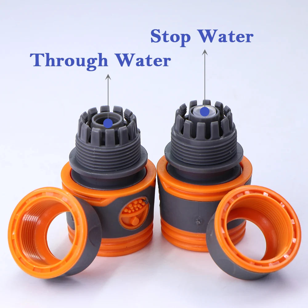 2PCS 1/2" 3/4" Garden Hose Adapter with 16mm Quick Connector Stop Coupler Joints Water Irrigation Tube Connect Repair Extender