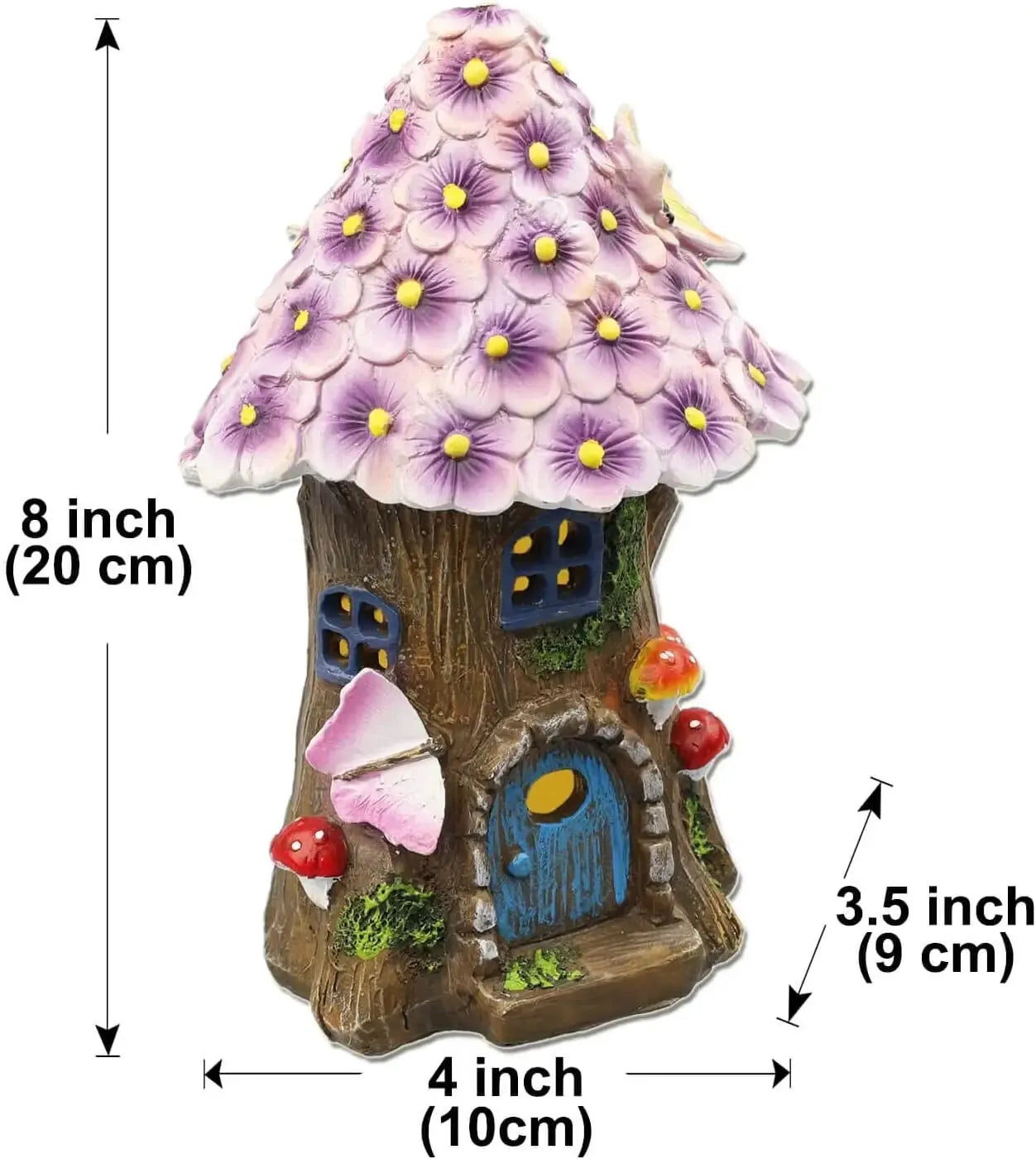 Fairy Garden House Solar Outdoor Statue, Light Up Mushroom Figurines Lawn Decorations for Yard, Fairies for Miniature House